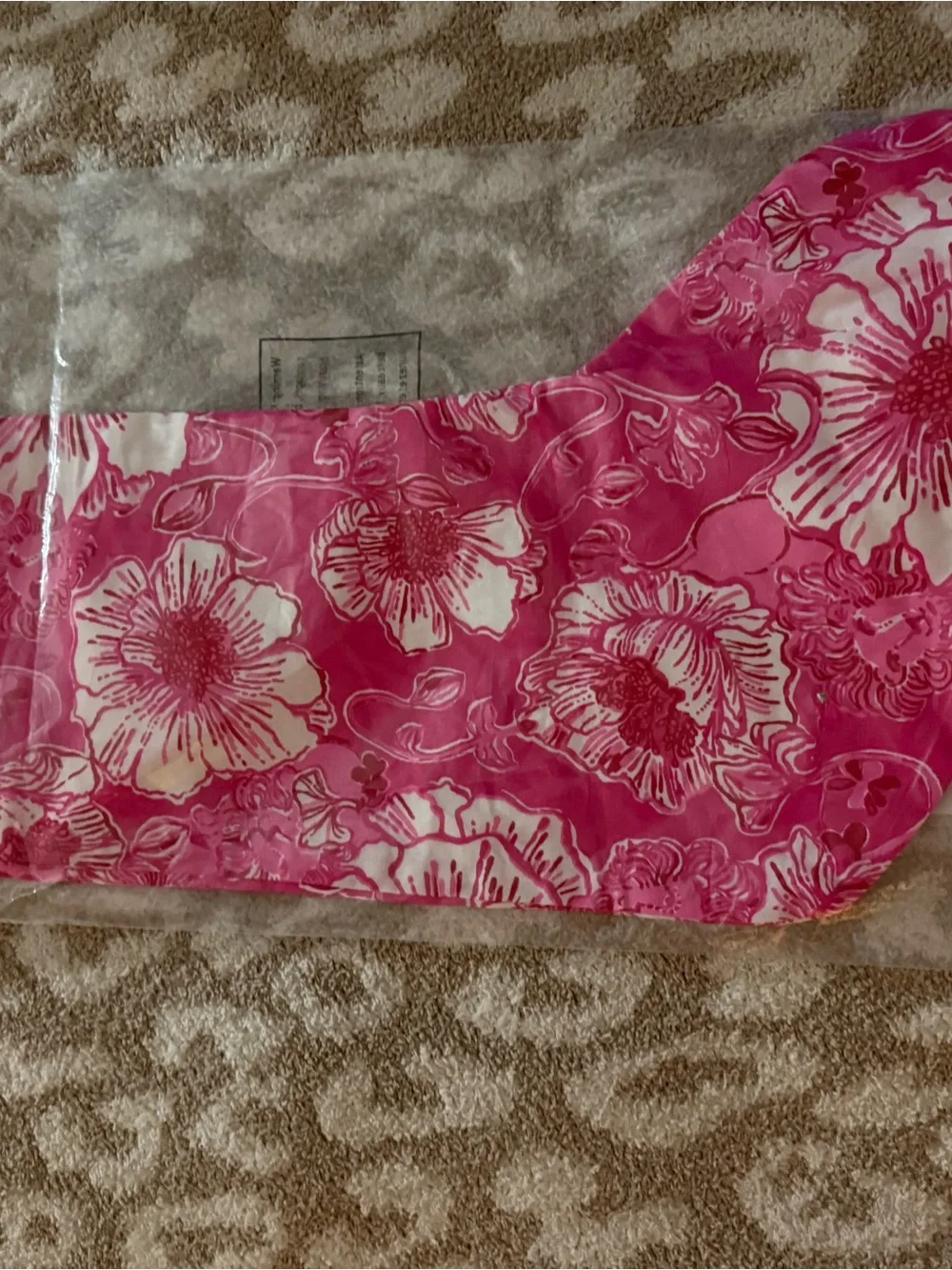 Lilly Pulitzer Floral Holiday Stocking White Cuff Sun shell pink feeling poppy